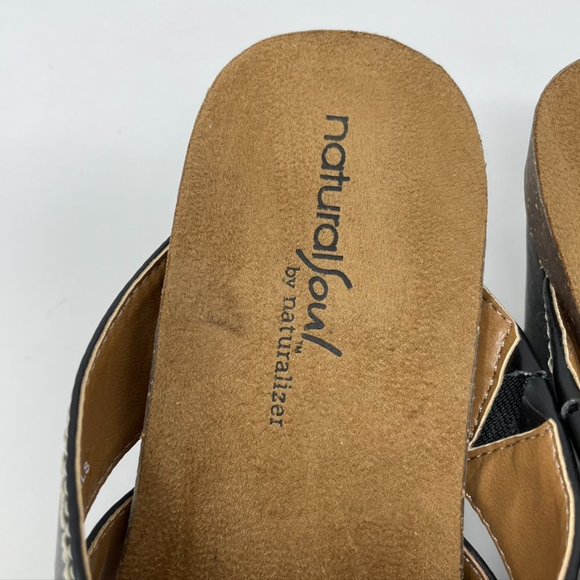 Naturalizer Womens Black Vegan Leather Heel Slip on Sandal Size 8 - Picture 6 of 11